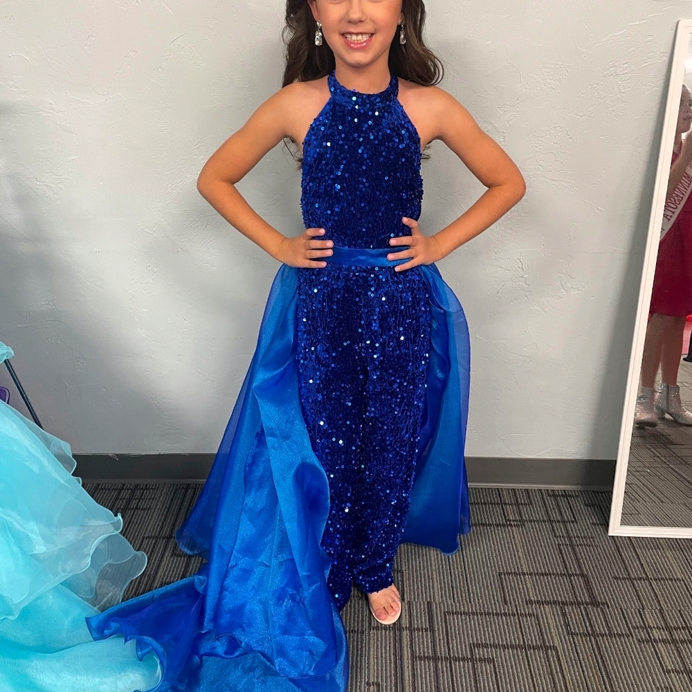 Elegant Blue Sequin Kids Bodysuit
